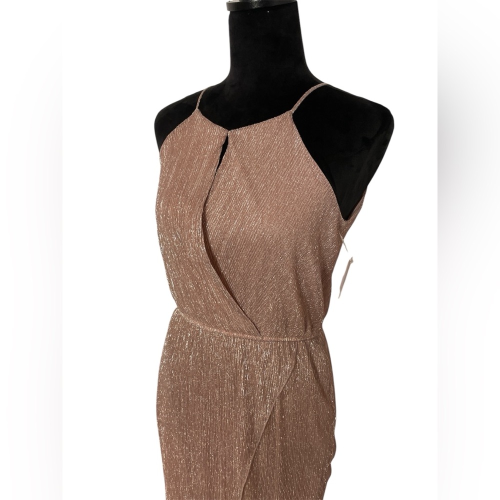 Size medium gold shimmer and sparkle halter style dress. - Picture 5 of 11